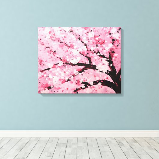 Cherry Blossom Splendor Japanse kunst Canvas Afdruk (Insitu (Houten vloer))