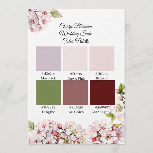 Cherry Blossom Spring Color Palette  Kaart (Voorkant)