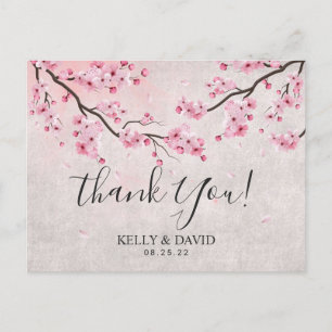 Cherry Blossom Spring Floral Wedding Bedankt Briefkaart