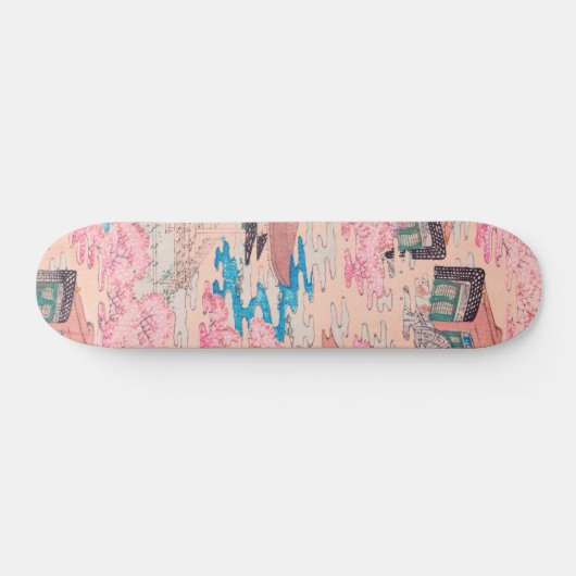 Cherry Blossom Spring Landscape Japans Persoonlijk Skateboard (Horizontaal)