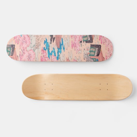 Cherry Blossom Spring Landscape Japans Persoonlijk Skateboard (Horizontaal)