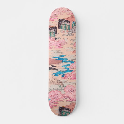 Cherry Blossom Spring Landscape  Japans Persoonlijk Skateboard (Voorkant)