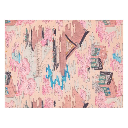 Cherry Blossom Spring Landscape Japans Tafelkleed (Voorkant (Horizontaal))
