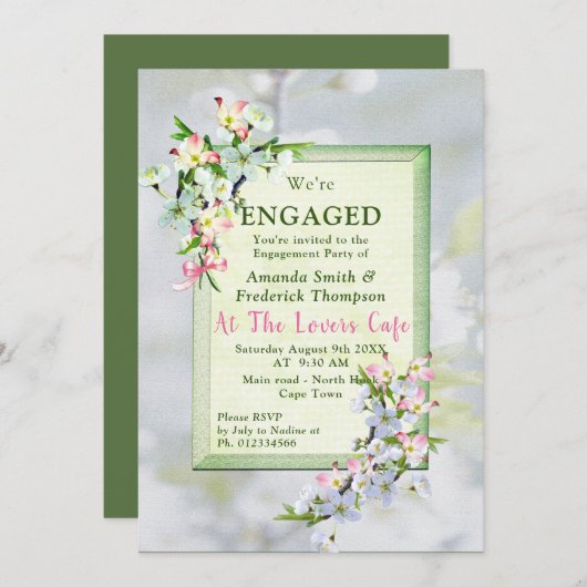 Cherry Blossom Spring Party Kaart (Voorkant / Achterkant)