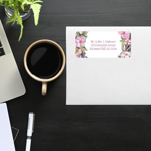 Cherry Blossom Spring roze Waterverf Etiket