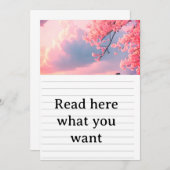 Cherry Blossom Spring Wedding Invitation - Japanes Kaart (Voorkant / Achterkant)