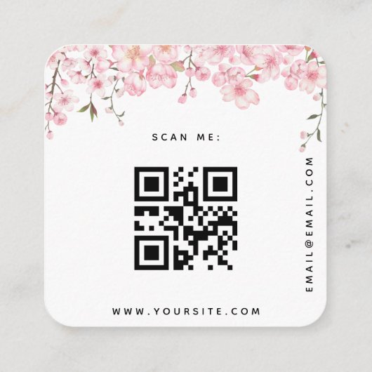 Cherry Blossom Spring Wedding QR Code RSVP Elegant Informatiekaartje (Achterkant)