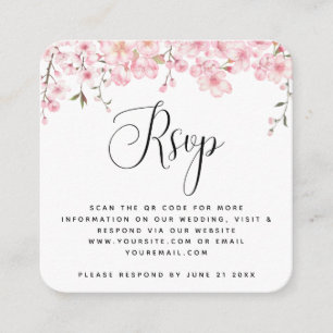 Cherry Blossom Spring Wedding QR Code RSVP Elegant Informatiekaartje