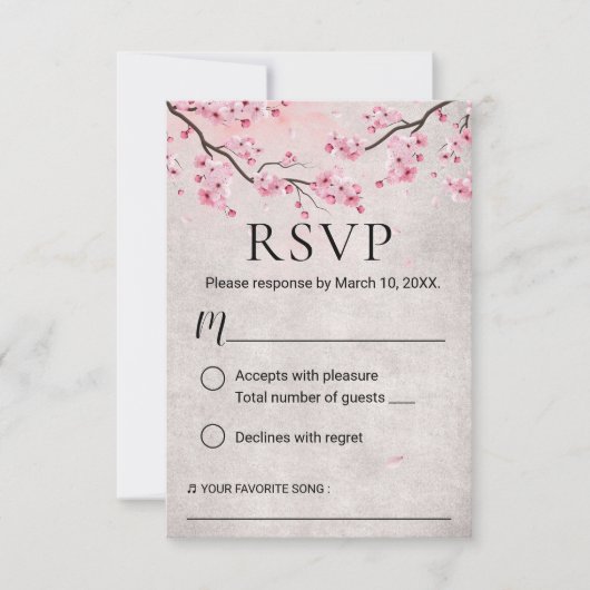  Cherry Blossom Spring Wedding RSVP (Voorkant)