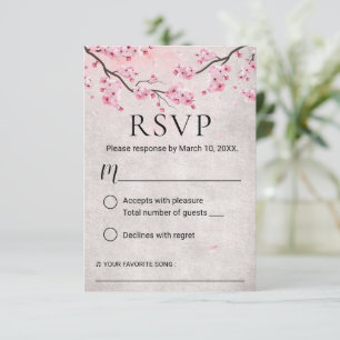  Cherry Blossom Spring Wedding RSVP Kaartje