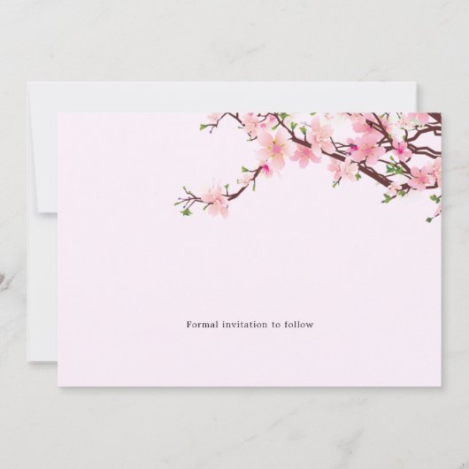 Cherry Blossom Spring Wedding Save the Date PHOTO (Achterkant)
