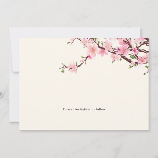Cherry Blossom Spring Wedding Save the Date PHOTO (Achterkant)