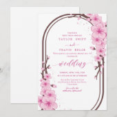 Cherry Blossom Spring Wedding Uitnodiging (Voorkant / Achterkant)