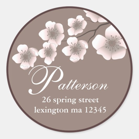 Cherry Blossom Springtime Adreslabel Ronde Sticker (Voorkant)