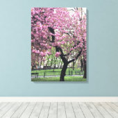 Cherry Blossom Springtime Tree NYC New York City Canvas Afdruk (Insitu (Houten vloer))