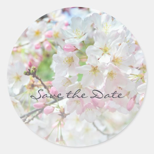 Cherry Blossom Springtime Wedding Ronde Sticker (Voorkant)