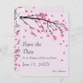 Cherry Blossom Stem - Save the Date Aankondigingskaart (Voorkant / Achterkant)
