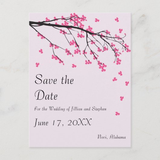 Cherry Blossom Stem - Save the Date Aankondigingskaart (Voorkant)