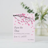 Cherry Blossom Stem - Save the Date Aankondigingskaart (Staand voorkant)