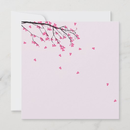 Cherry Blossom Stem - Square Wedding Uitnodiging (Achterkant)