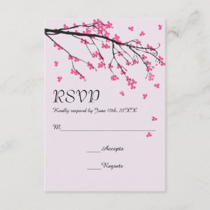 Cherry Blossom Stem - Wedding RSVP Kaart