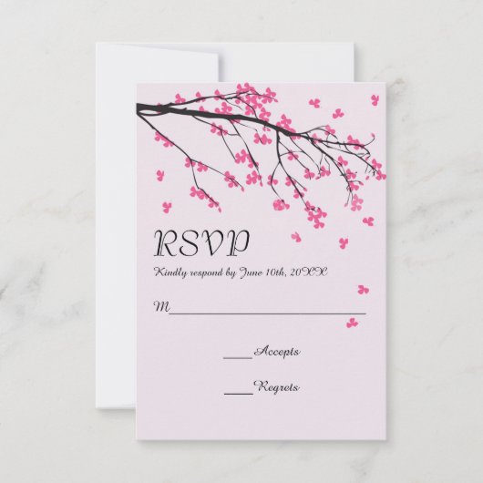 Cherry Blossom Stem - Wedding RSVP Kaart (Voorkant)