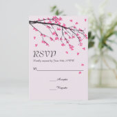 Cherry Blossom Stem - Wedding RSVP Kaart (Staand voorkant)