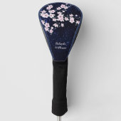 Cherry Blossom Sterrennacht Sky Pink Blue Monogram Golfheadcover (Voorkant)