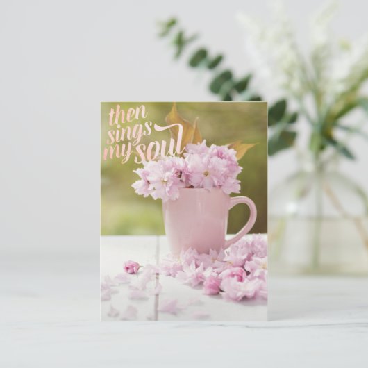 Cherry Blossom Stilllife Spring Text Briefkaart (Staand voorkant)