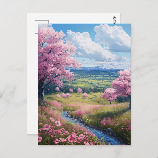 Cherry Blossom Stream Briefkaart (Voorkant / Achterkant)