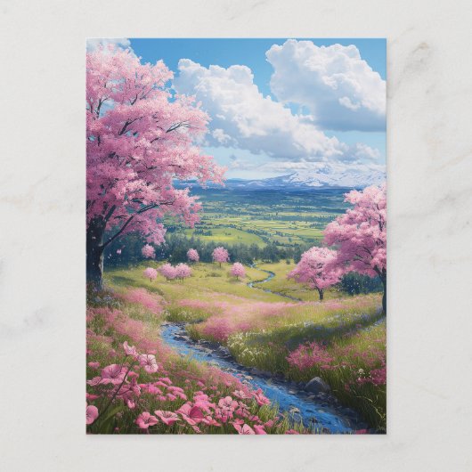 Cherry Blossom Stream Briefkaart (Voorkant)