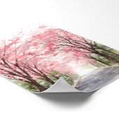 Cherry Blossom Street Waterverf Poster (Hoek)