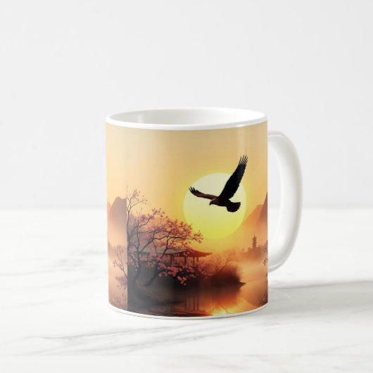 Cherry Blossom Sunset Eagle Coffee Mok (Voorkant rechts)