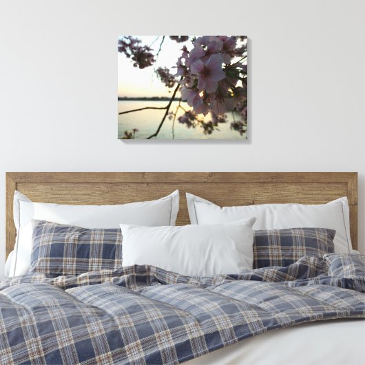 Cherry Blossom Sunset in Washington DC Canvas Afdruk (Insitu (Slaapkamer))