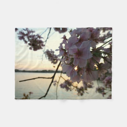 Cherry Blossom Sunset in Washington DC Fleece Deken (Voorkant (Horizontaal))