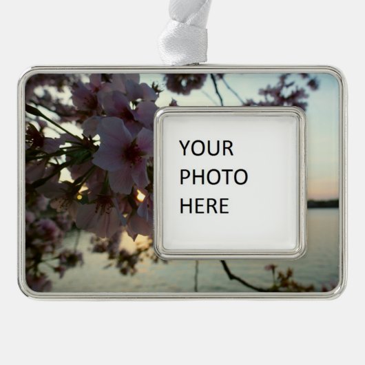 Cherry Blossom Sunset in Washington DC Verzilverd Omlijst Ornament (Voorkant)