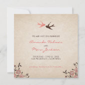 Cherry Blossom Swallows Save the Date Card (Achterkant)