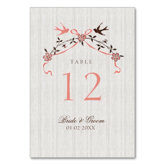  Cherry Blossom Swallows Weddenenkaart Kaart (Voorkant)