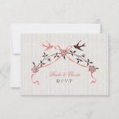 Cherry Blossom Swallows Wedding RSVP card (Voorkant)
