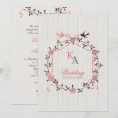  Cherry Blossom Swallows Wedding-uitnodiging Kaart (Voorkant / Achterkant)