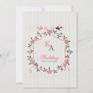  Cherry Blossom Swallows Wedding-uitnodiging Kaart