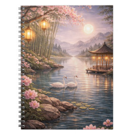 Cherry Blossom Swan Lake Spiral Photo Notebook  Notitieboek