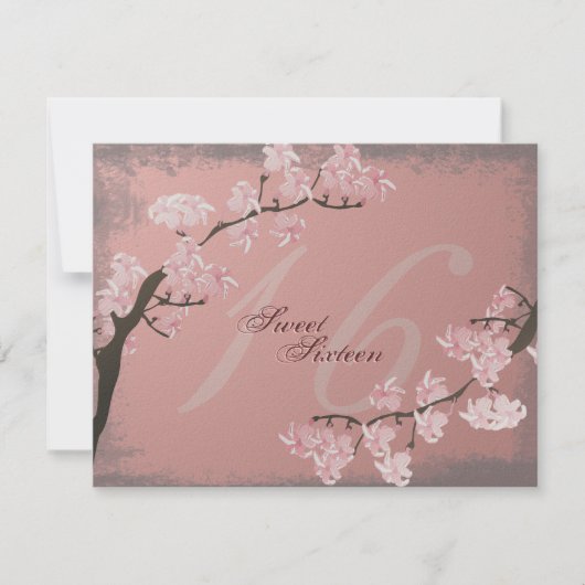 Cherry Blossom Sweet 16 Birthday Party Invitation Kaart (Voorkant)