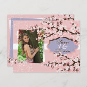Cherry Blossom Sweet 16 Birthday Party Invitation Kaart (Voorkant / Achterkant)