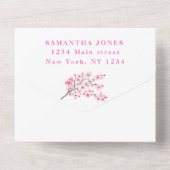 Cherry Blossom Sweet 16 Floral Sixteen Sakura Al All In One Uitnodiging (Achterkant)