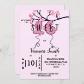 Cherry Blossom Sweet 16 Uitnodiging (Voorkant / Achterkant)