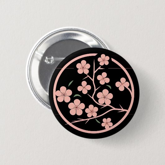 Cherry Blossom symbool, minimalisme, roze, Japans Ronde Button 5,7 Cm (Voorkant /achterkant)