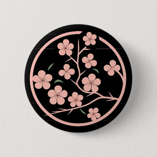 Cherry Blossom symbool, minimalisme, roze, Japans Ronde Button 5,7 Cm