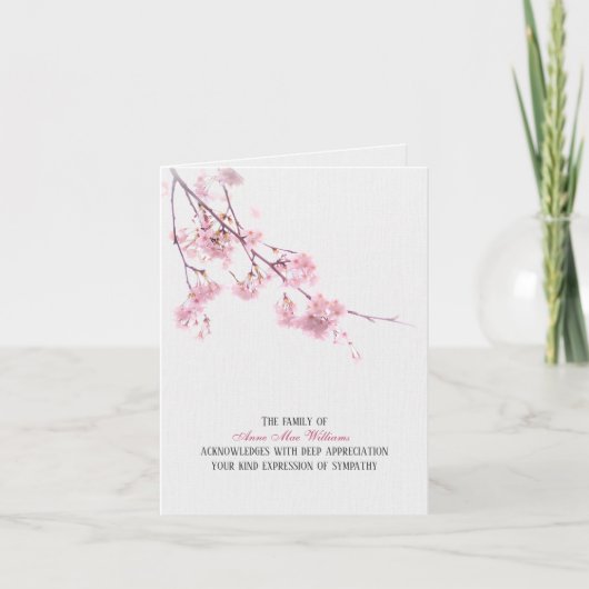 Cherry Blossom Sympathie Hartelijk dank Kaart (Voorkant)