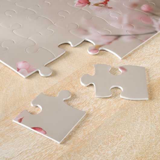 Cherry Blossom Tan Achtergrond Puzzel Legpuzzel (Zijkant)